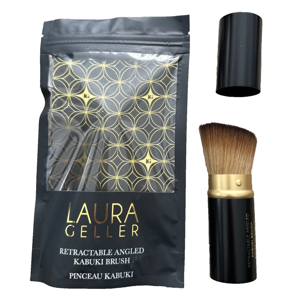 Laura Geller Retractable ANGLED Kabuki Powder Makeup Brush (Black & Gold)